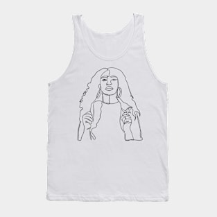 Beautiful woman with long hair line art Tank Top